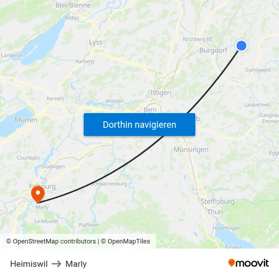 Heimiswil to Marly map