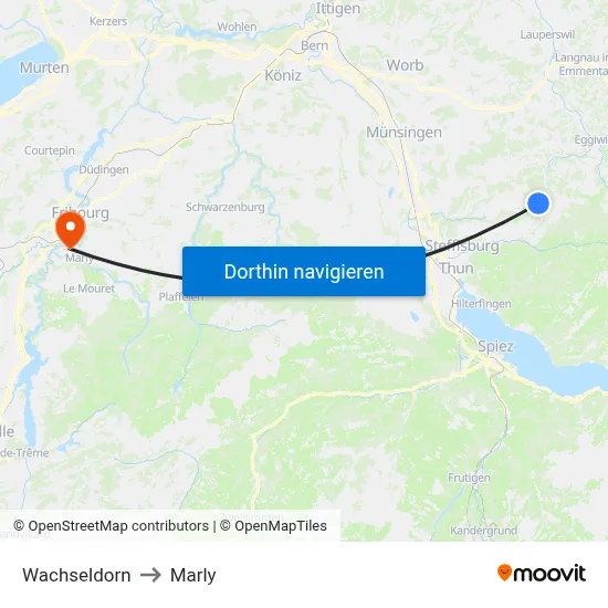 Wachseldorn to Marly map