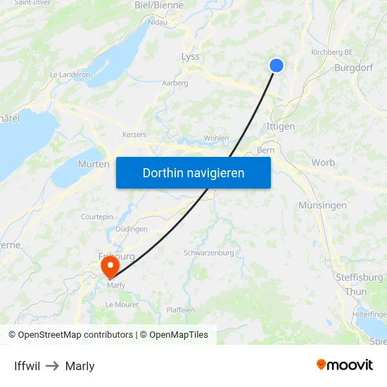 Iffwil to Marly map