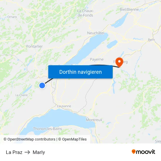 La Praz to Marly map