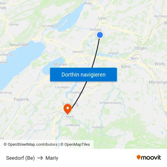 Seedorf (Be) to Marly map
