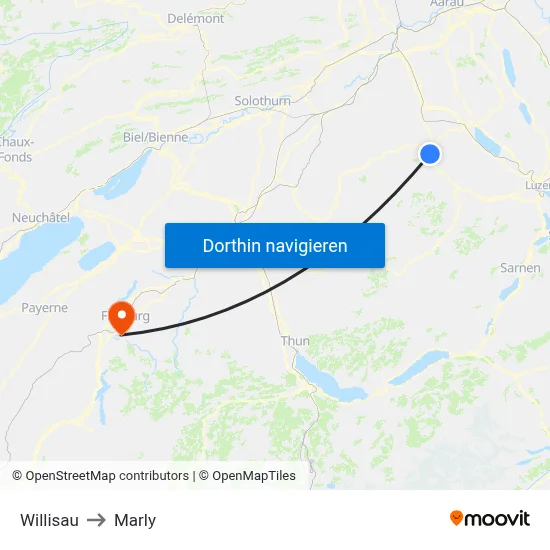 Willisau to Marly map