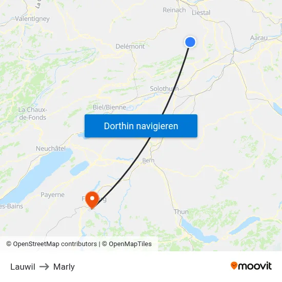 Lauwil to Marly map