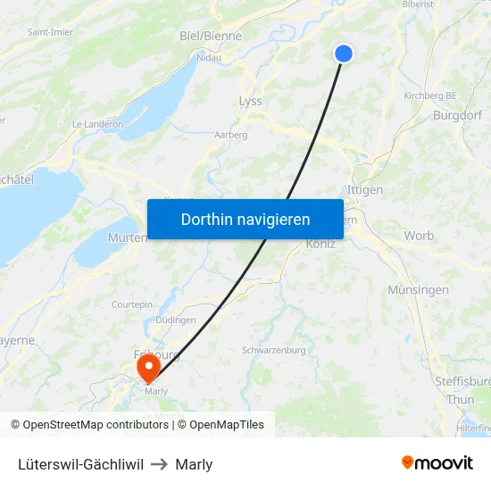 Lüterswil-Gächliwil to Marly map