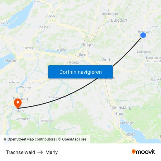 Trachselwald to Marly map