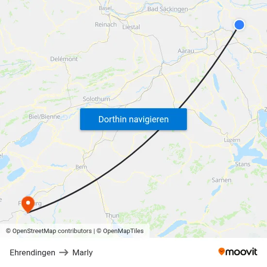 Ehrendingen to Marly map