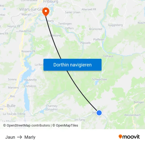 Jaun to Marly map