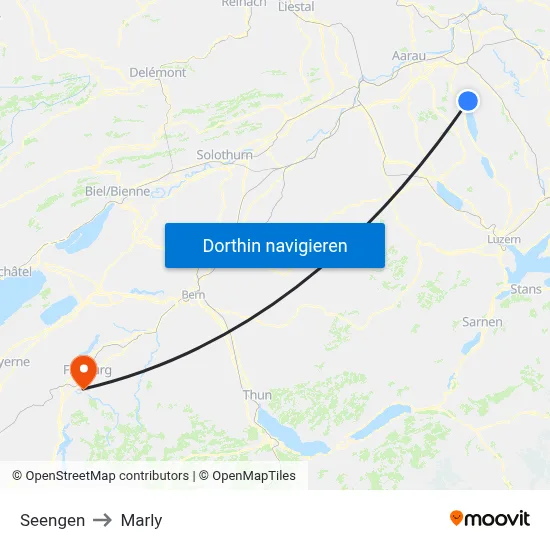 Seengen to Marly map