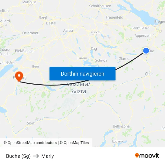 Buchs (Sg) to Marly map
