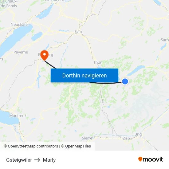Gsteigwiler to Marly map