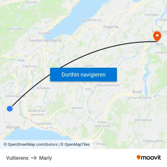 Vullierens to Marly map