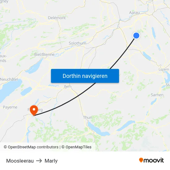 Moosleerau to Marly map