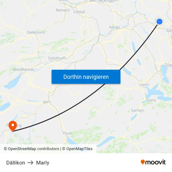 Dällikon to Marly map