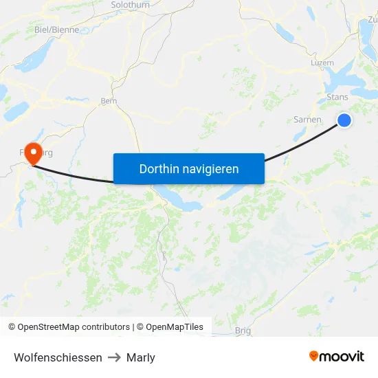 Wolfenschiessen to Marly map