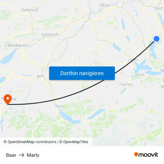 Baar to Marly map