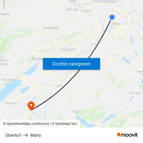 Oberhof to Marly map