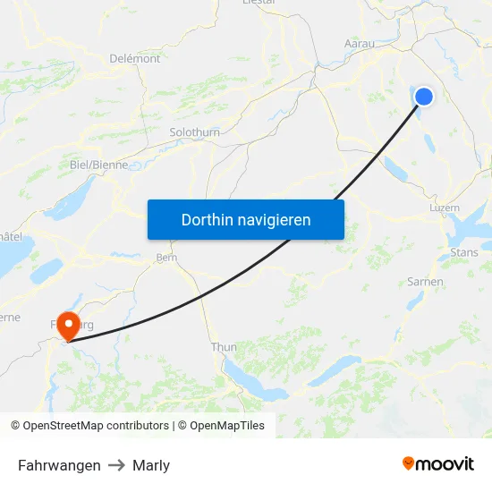 Fahrwangen to Marly map
