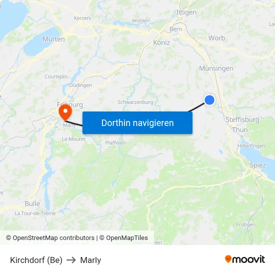 Kirchdorf (Be) to Marly map
