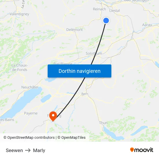 Seewen to Marly map