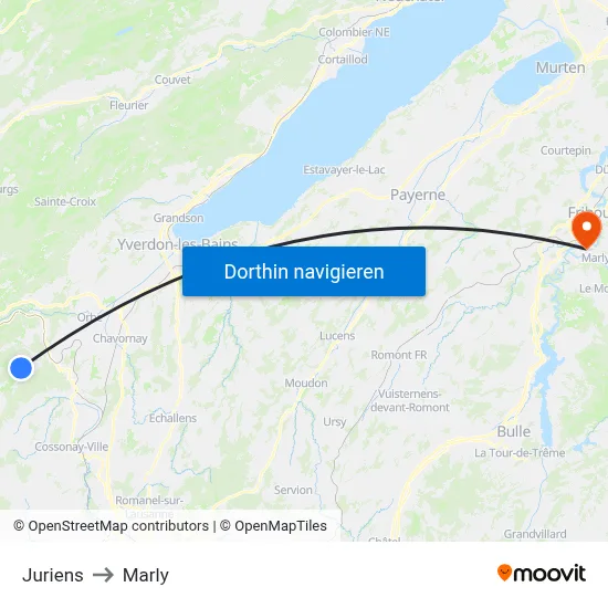 Juriens to Marly map