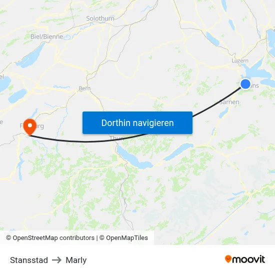 Stansstad to Marly map
