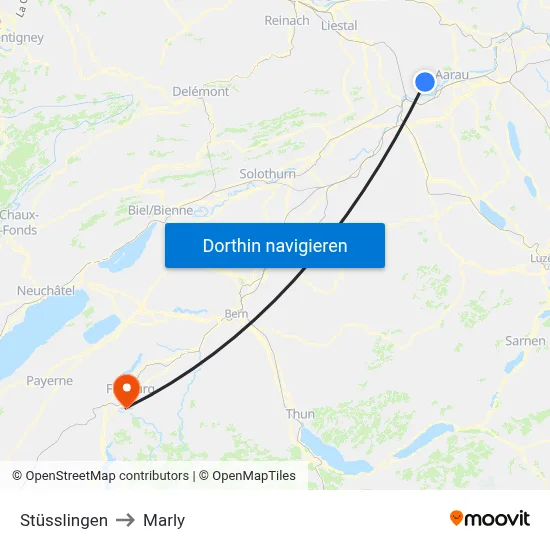Stüsslingen to Marly map