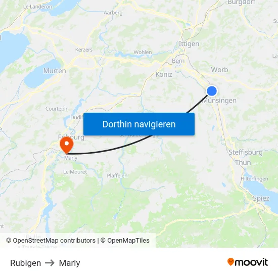 Rubigen to Marly map