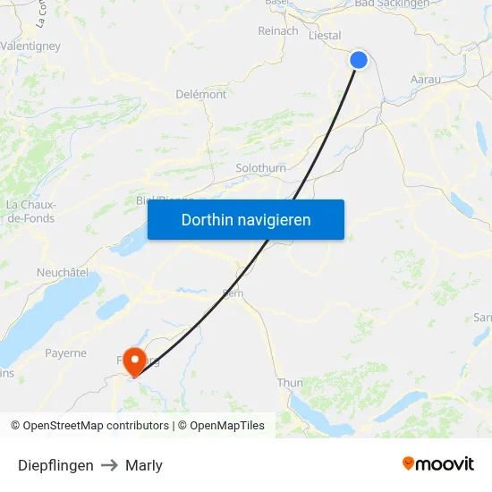 Diepflingen to Marly map