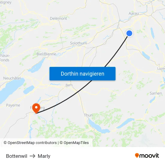 Bottenwil to Marly map