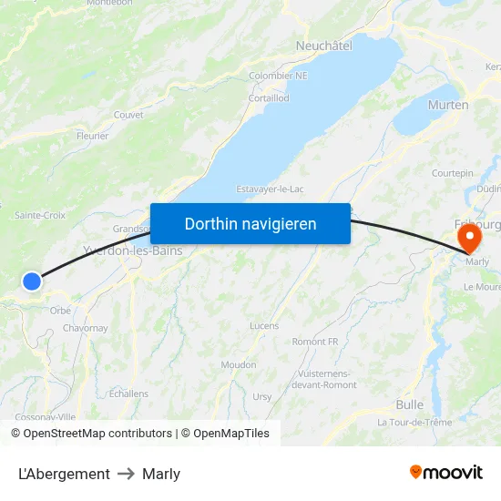 L'Abergement to Marly map