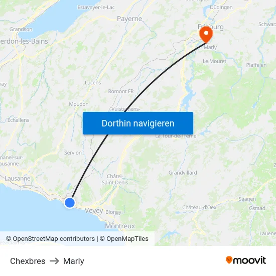 Chexbres to Marly map