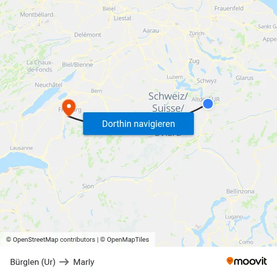 Bürglen (Ur) to Marly map
