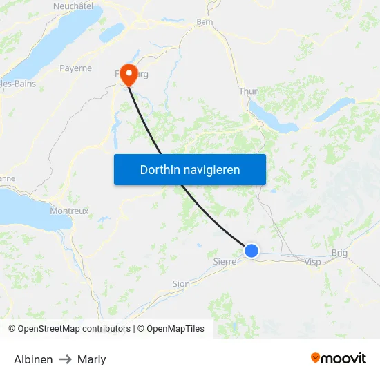 Albinen to Marly map