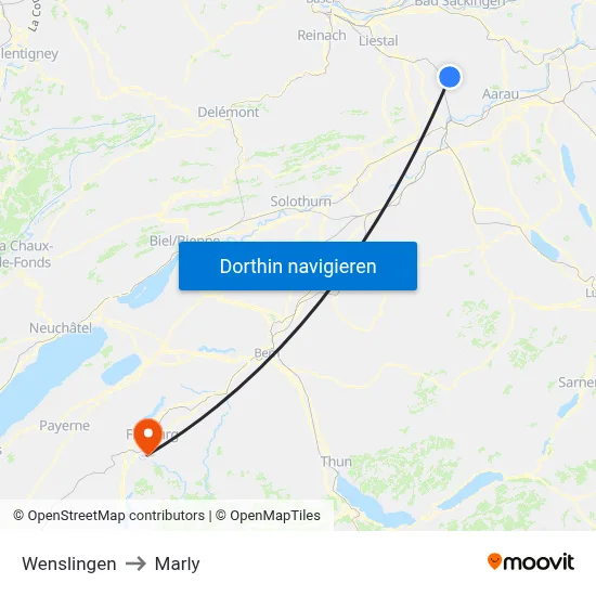 Wenslingen to Marly map