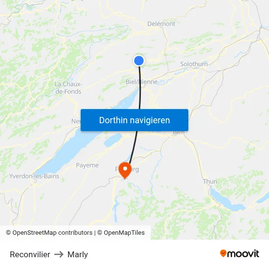 Reconvilier to Marly map