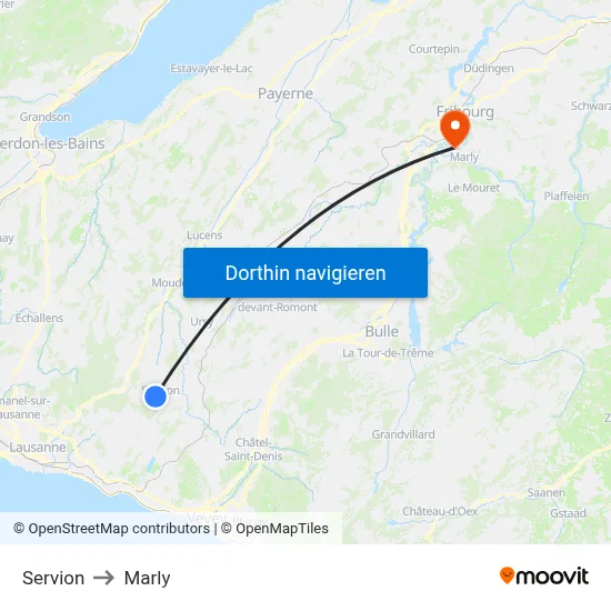 Servion to Marly map