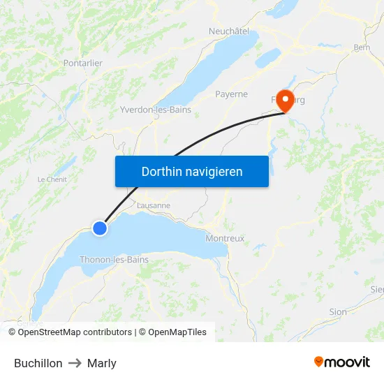 Buchillon to Marly map