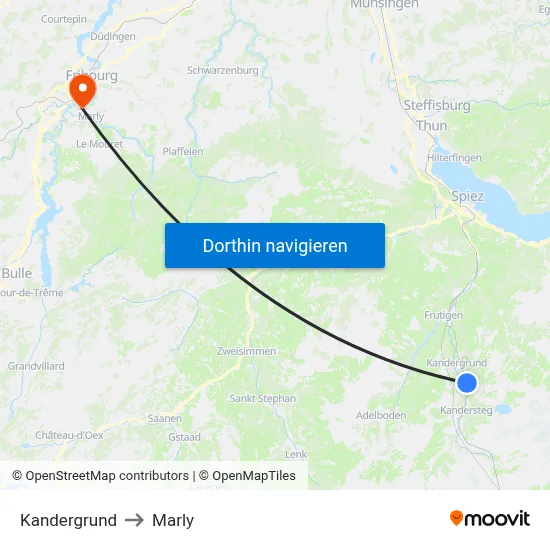 Kandergrund to Marly map