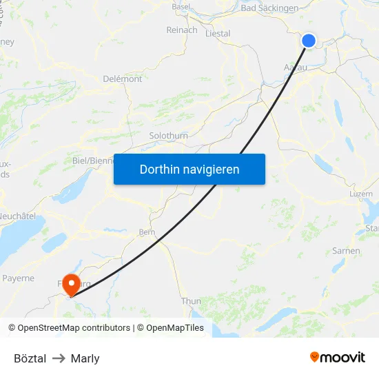 Böztal to Marly map
