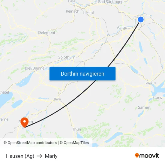 Hausen (Ag) to Marly map