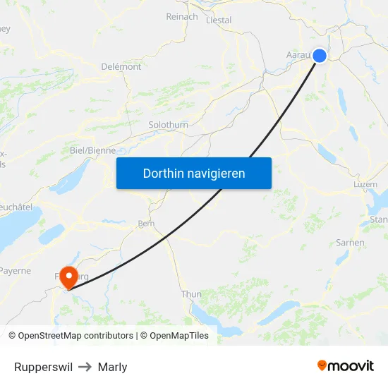 Rupperswil to Marly map