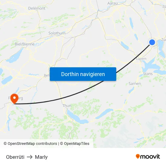 Oberrüti to Marly map