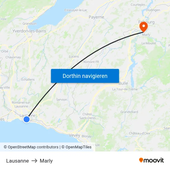 Lausanne to Marly map