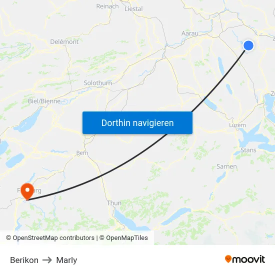 Berikon to Marly map