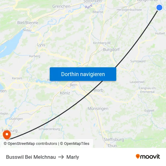 Busswil Bei Melchnau to Marly map