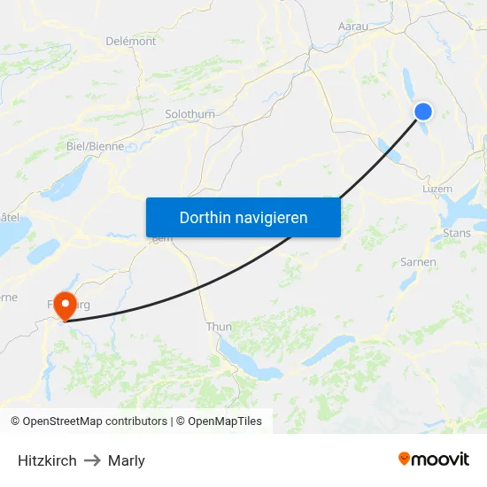 Hitzkirch to Marly map