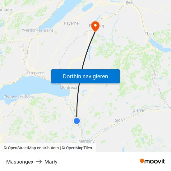 Massongex to Marly map