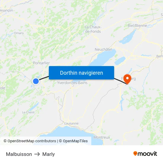 Malbuisson to Marly map
