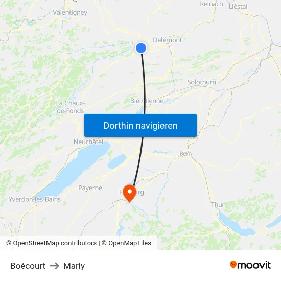 Boécourt to Marly map