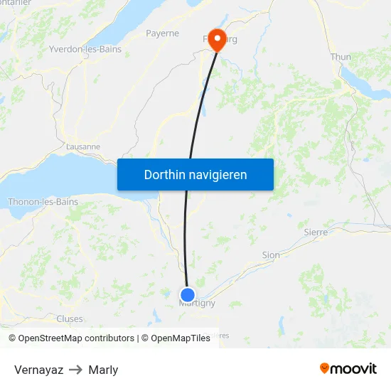 Vernayaz to Marly map